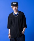 a.p.o.v. オーバーサイズVネックストレッチリブTシャツ/ブラック