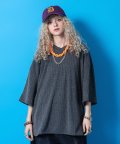 a.p.o.v. オーバーサイズVネックストレッチリブTシャツ/グレー