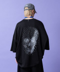 a.p.o.v. サークルパッチドットアートスカルバックプリントオーバーサイズTシャツ/ブラック