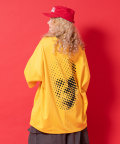 a.p.o.v. サークルパッチドットアートスカルバックプリントオーバーサイズTシャツ/イエロー