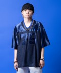 a.p.o.v. サタン＆メッシュコンビオーバーサイズナンバリングゲームTシャツ/ネイビー