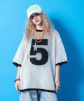 a.p.o.v. ビッグナンバリングジャージーワッペンオーバーサイズメッシュリンガーTシャツ/ホワイト