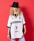 a.p.o.v. ロゴプリントメッシュ襟付きオーバーサイズサッカーゲームTシャツ/ホワイト