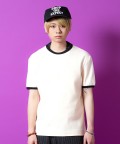 a.p.o.v. クロップド丈リンガーTシャツ/ブラック