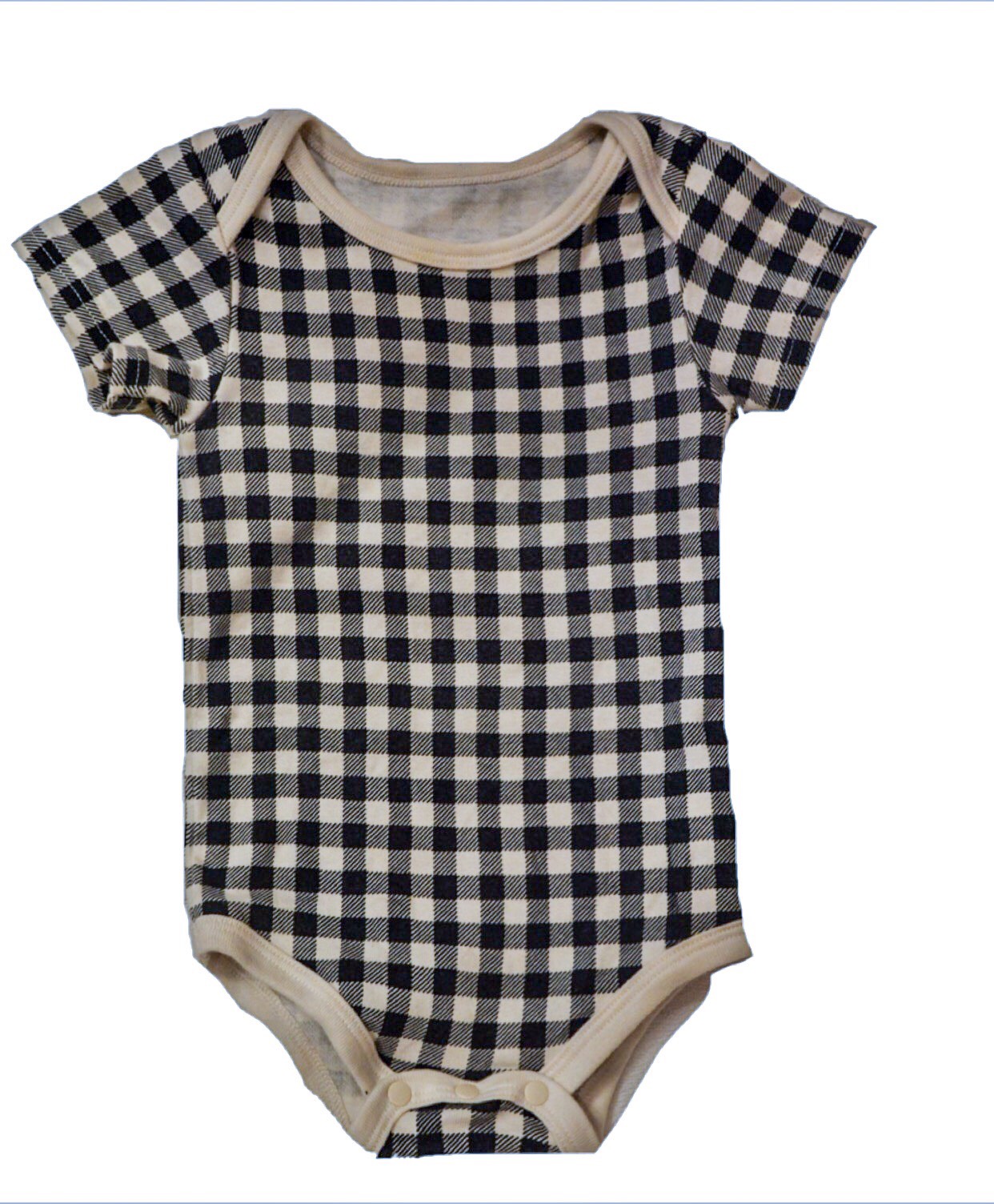 【selva secreta baby】オーガニックコットン生地ギンガムチェックロンパース肌着(black)