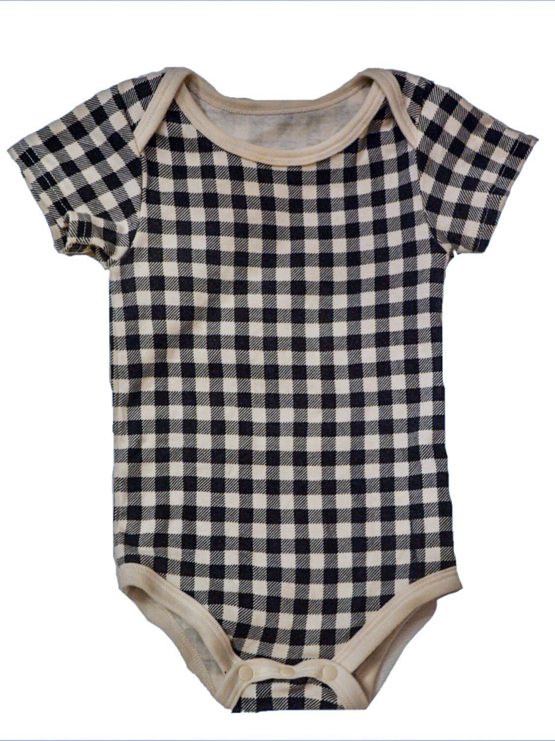 【selva secreta baby】オーガニックコットン生地ギンガムチェックロンパース肌着(black)