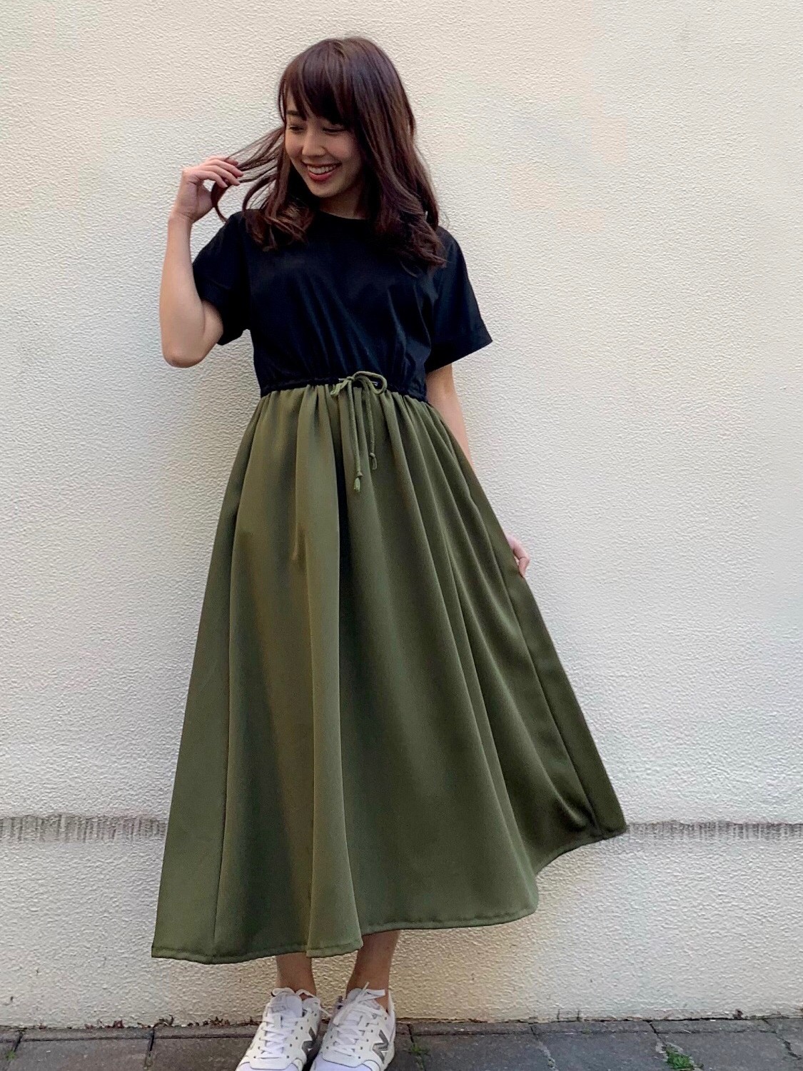 【selva secreta】CASUAL DRESS(black×khaki)