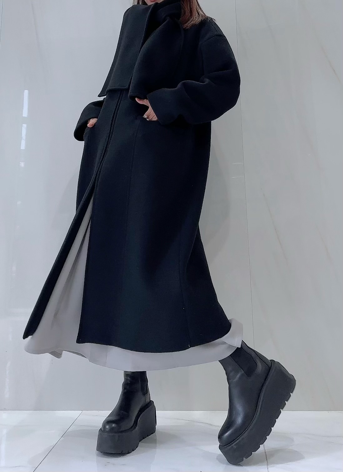 【selva secreta】Scarf WOOL COAT(black)