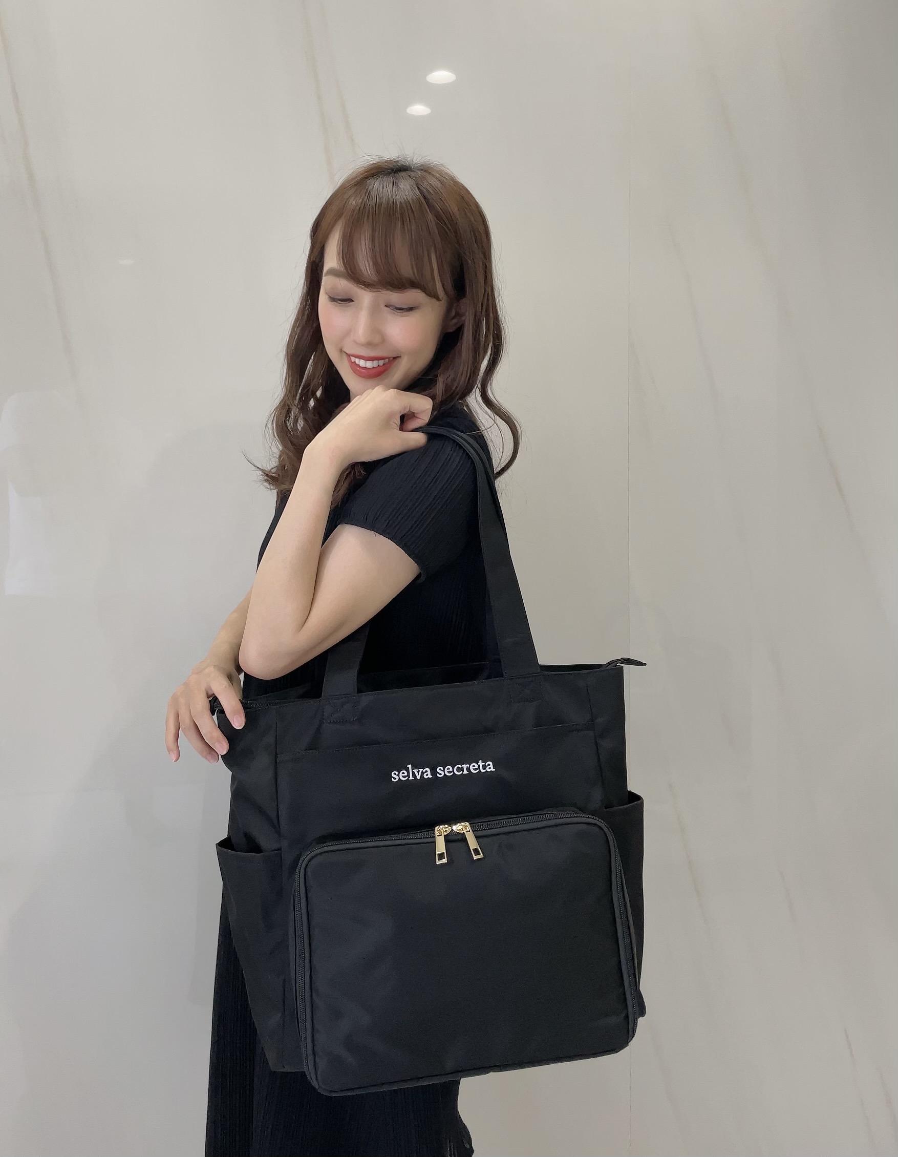 【selva secreta】Compact MOM TOTE BAG(black)