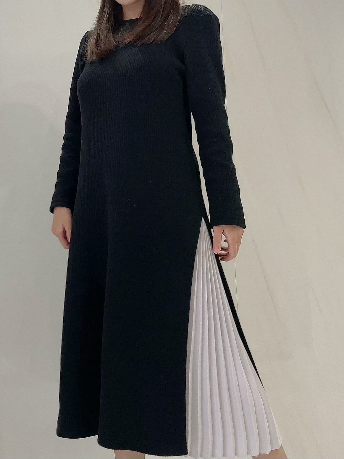 【selva secreta】Side Pleats DRESS(black)