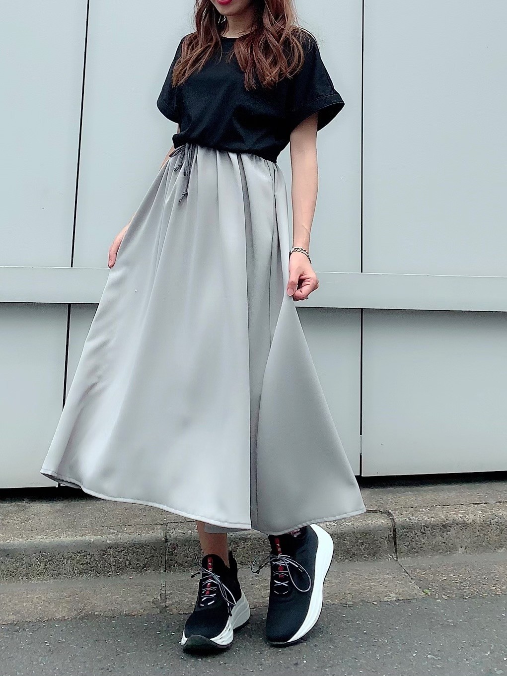 【selva secreta】CASUAL DRESS(black×gray)