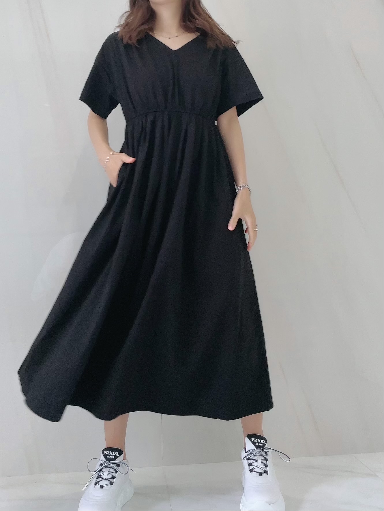 【selva secreta】Vneck Tshirt one-piece(black)