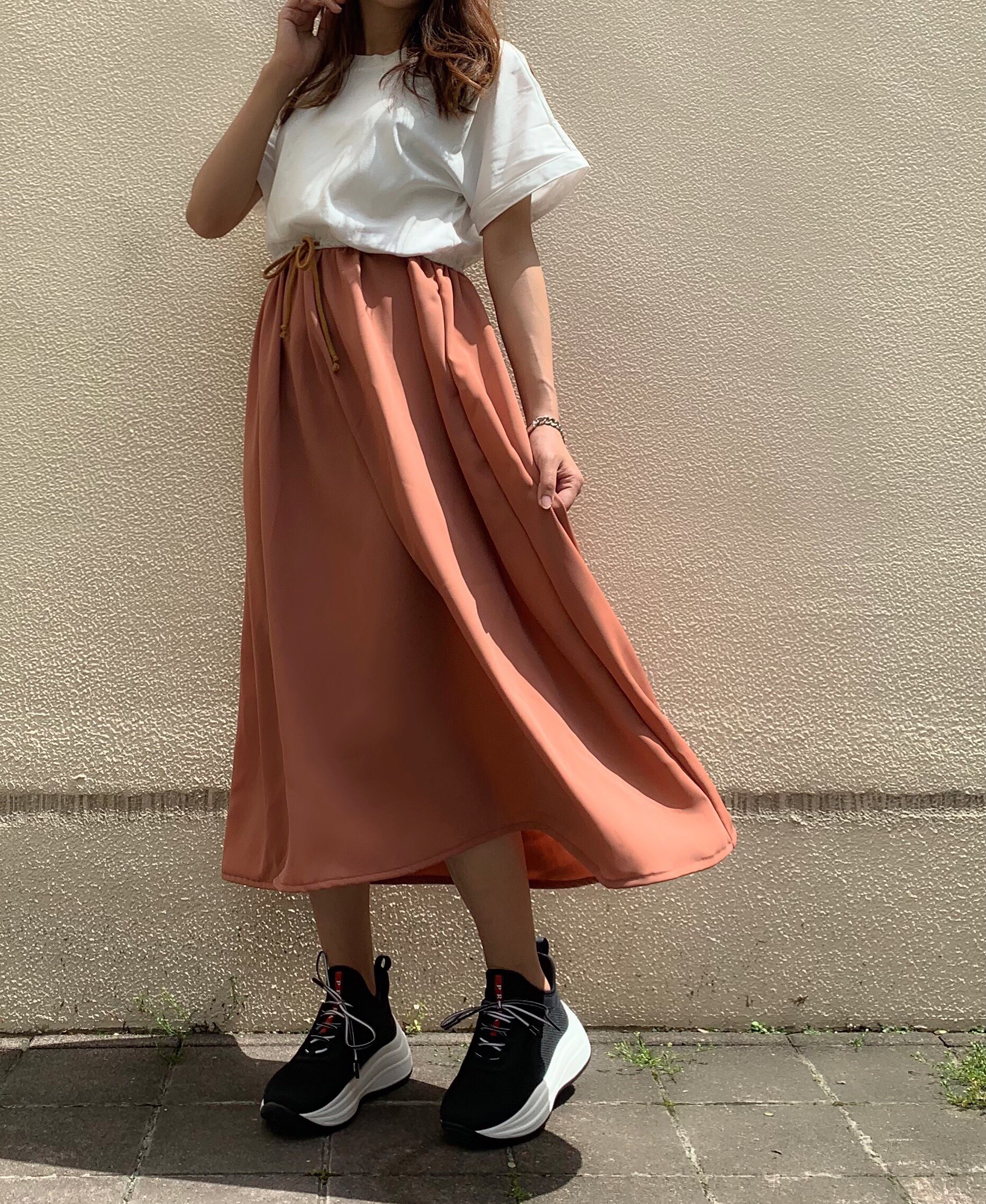 【selva secreta】CASUAL DRESS(white×apricot)