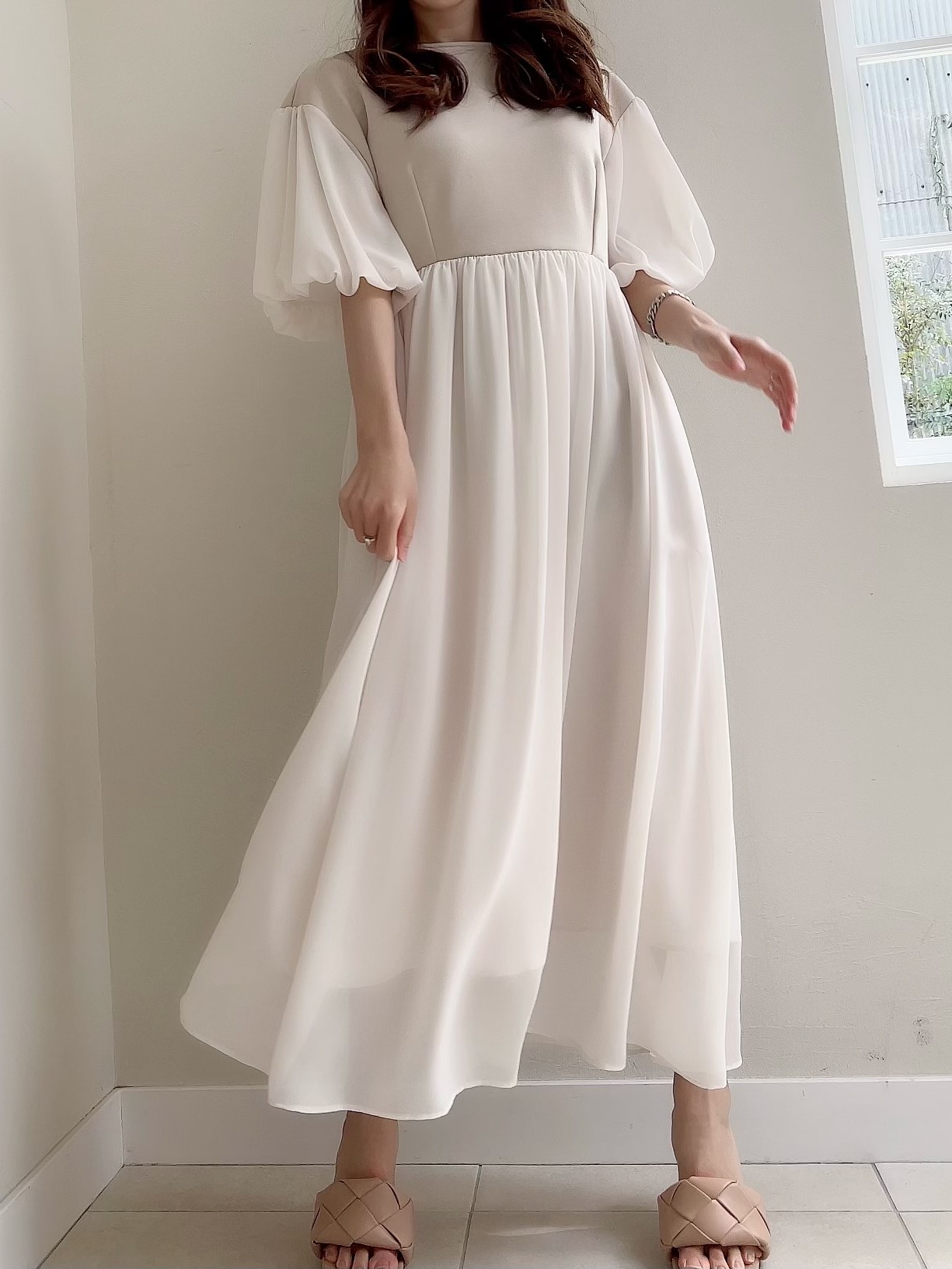 【selva secreta】Balloon sleeves DRESS(off-white)