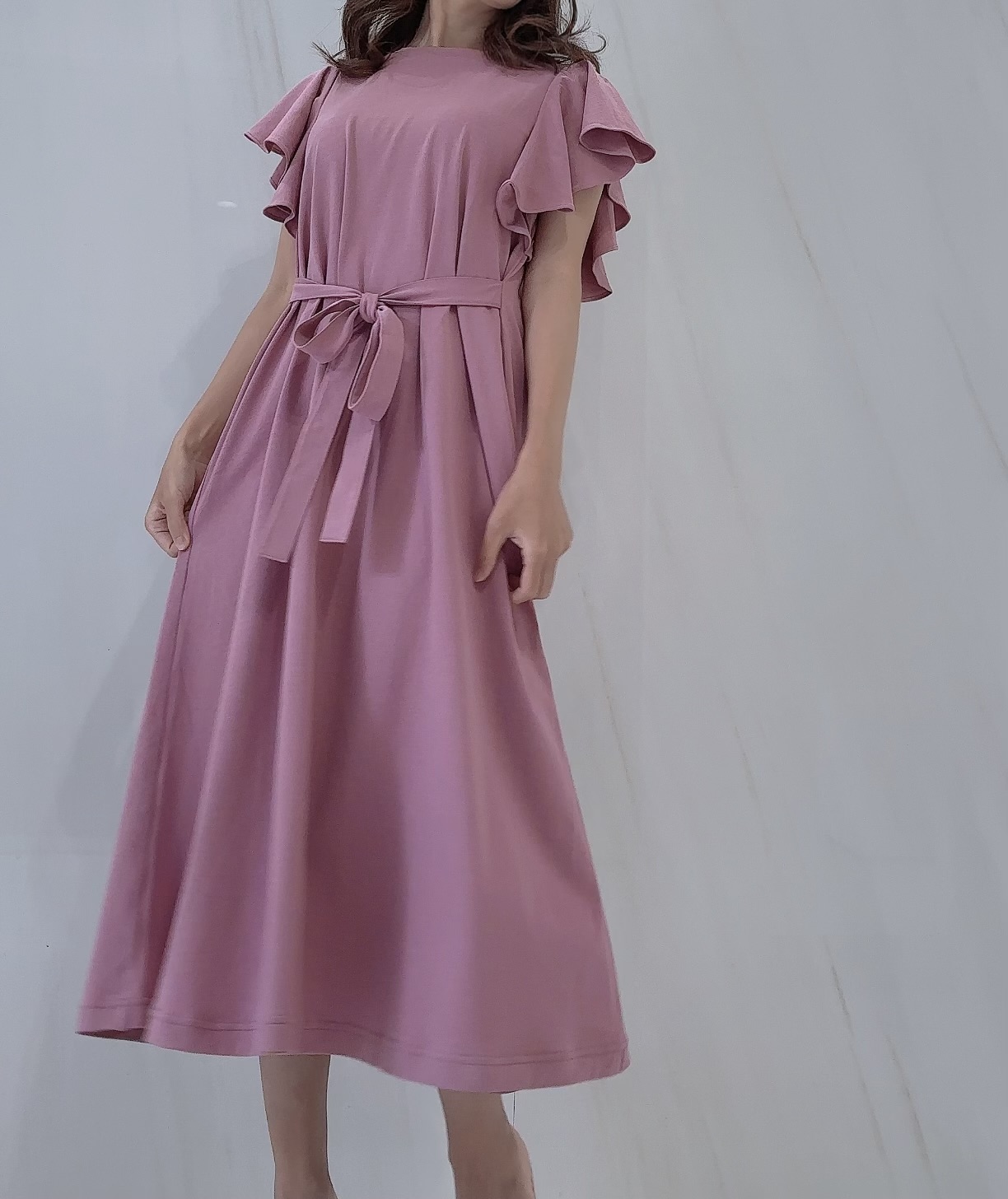 【selva secreta】FRILL Tshirt Dress(Dusty-pink)