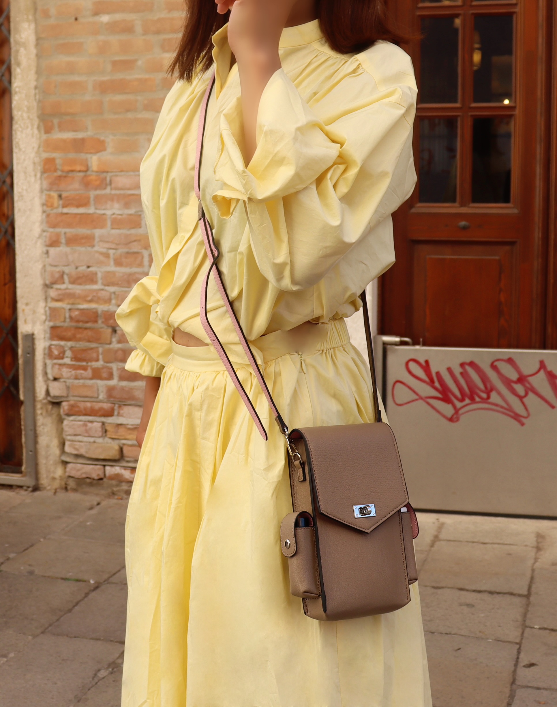 【selva secreta】Phone Shoulder BAG(taupe×pink)