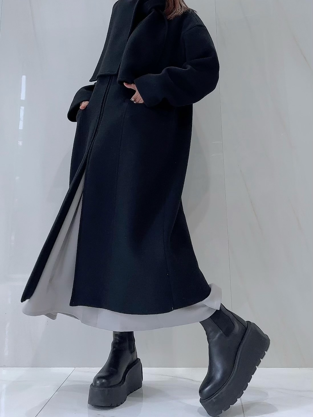 【selva secreta】Scarf WOOL COAT(black)