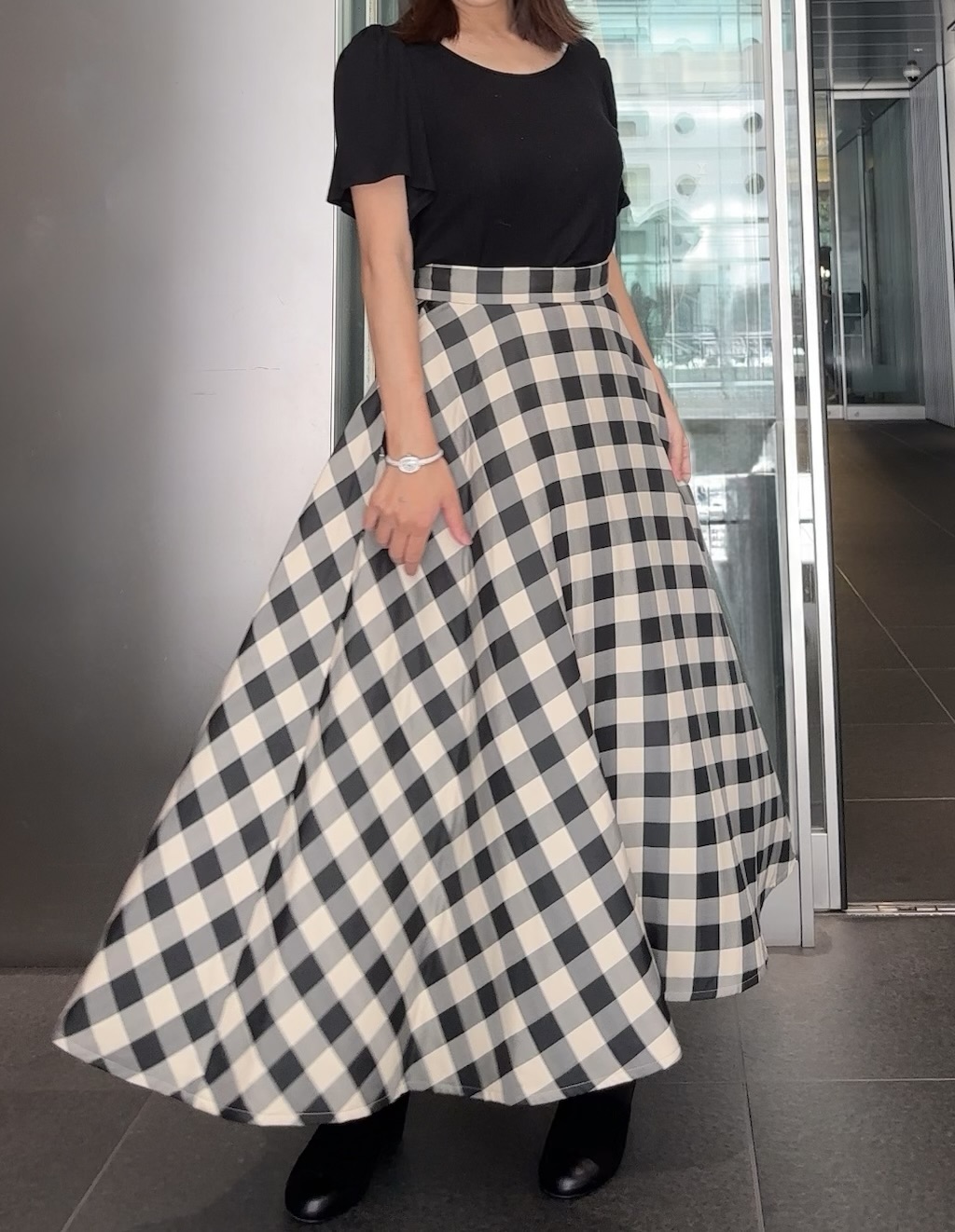 【selva secreta】Double Sandwich CHECK SKIRT (beige)