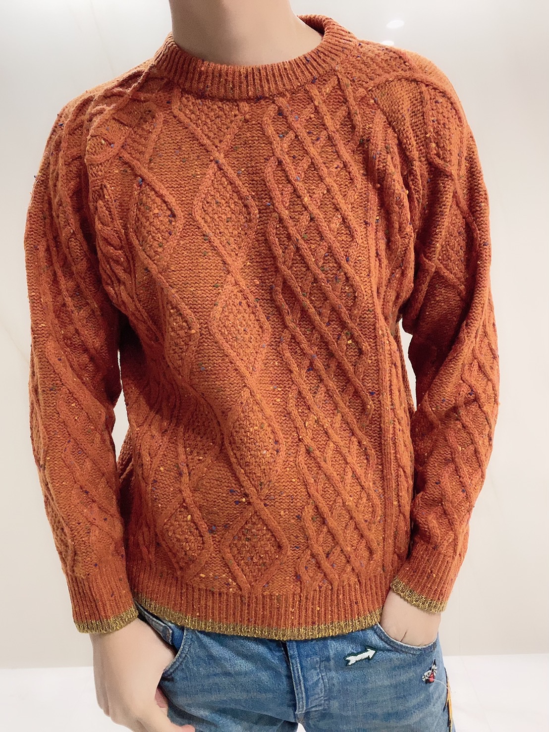 【selva secreta】MEN'S WOOL KNIT(orange)