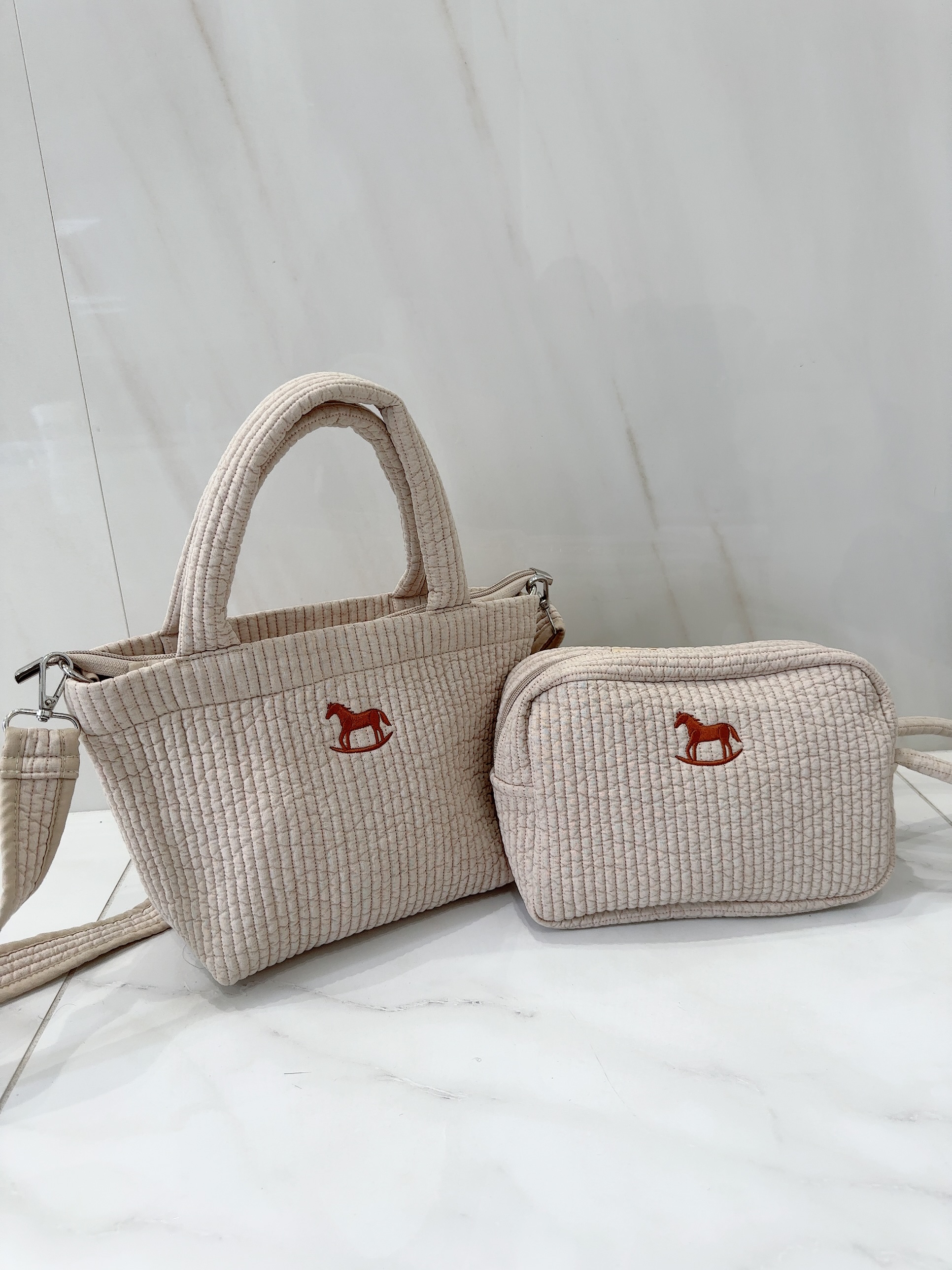 【selva secreta】Ibul horse TOTE BAG &POUCH SET(beige)