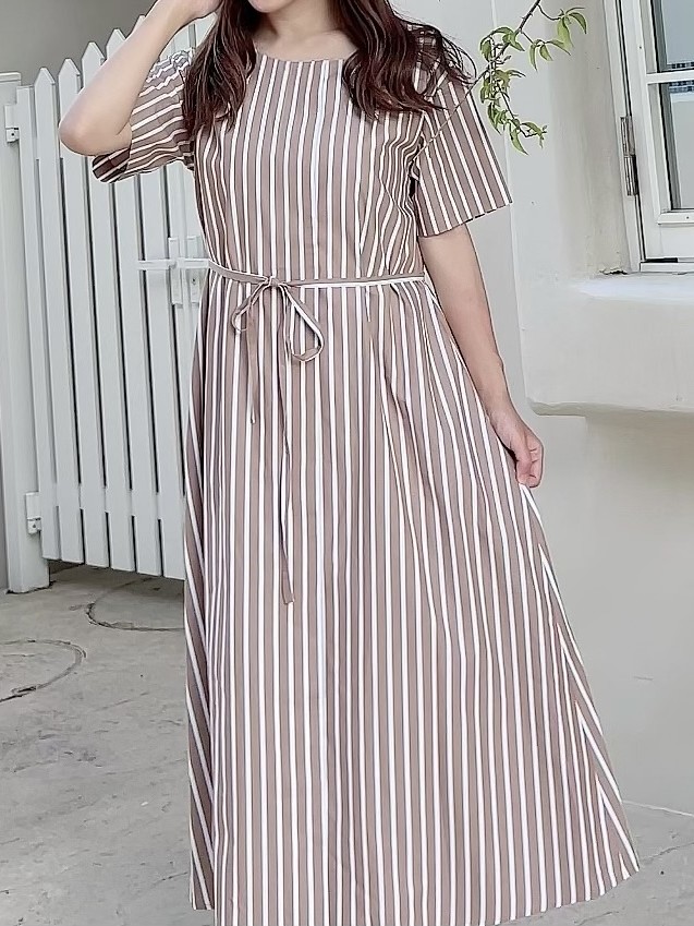 【selva secreta】STRIPE Dress(Chai)