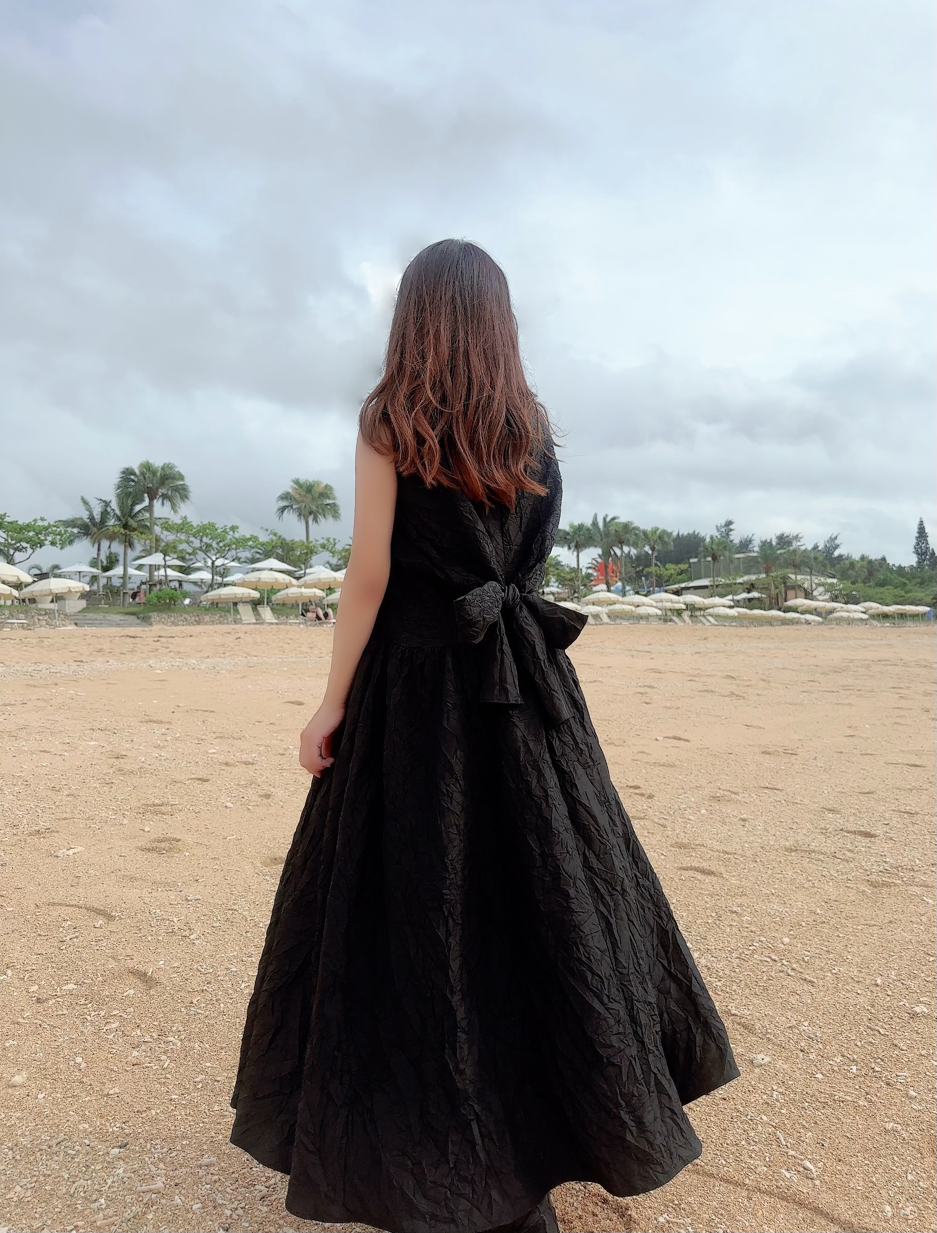 【selva secreta】Wrinkled ribbon Dress(black)