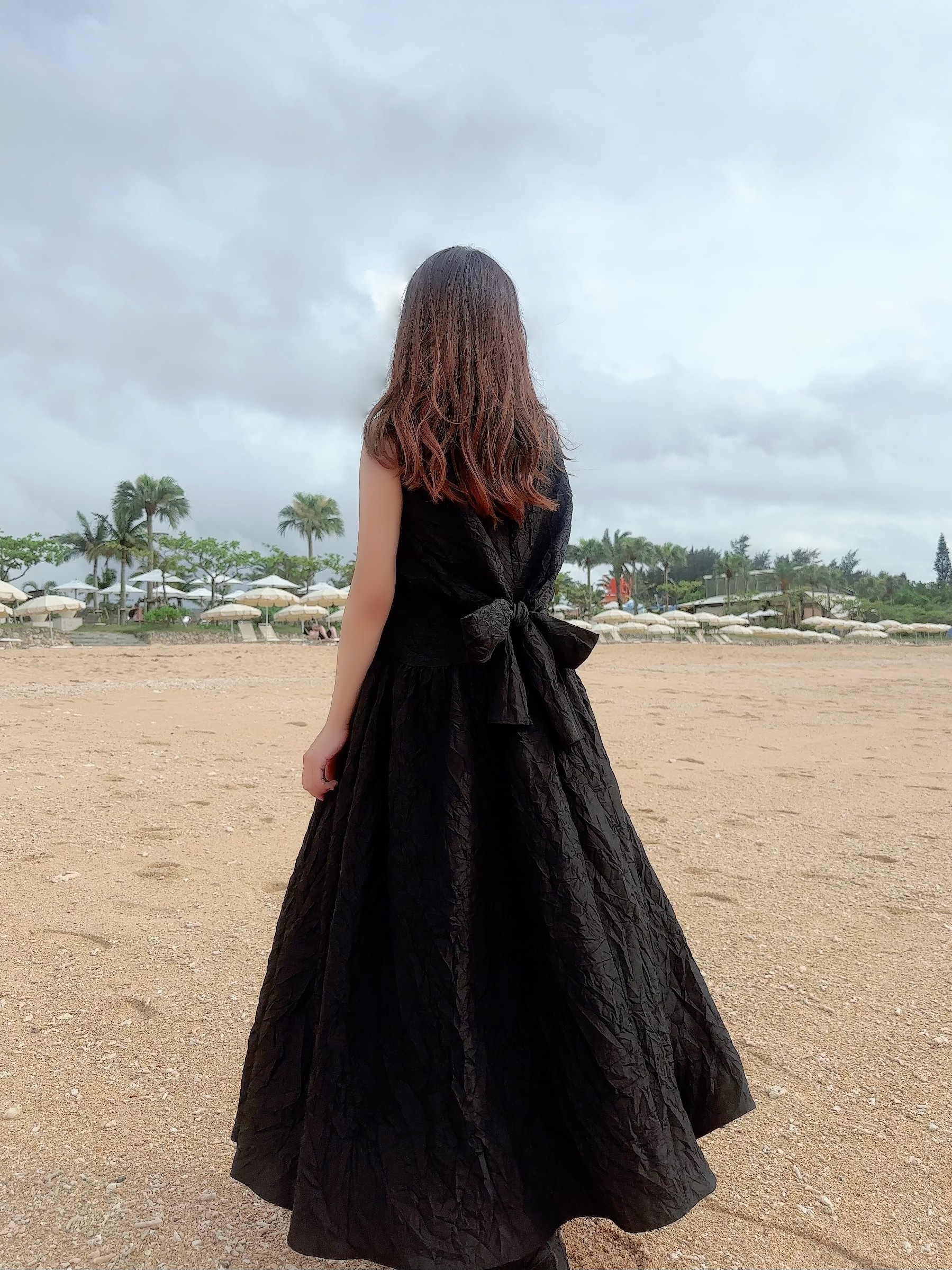 【selva secreta】Wrinkled ribbon Dress(black)