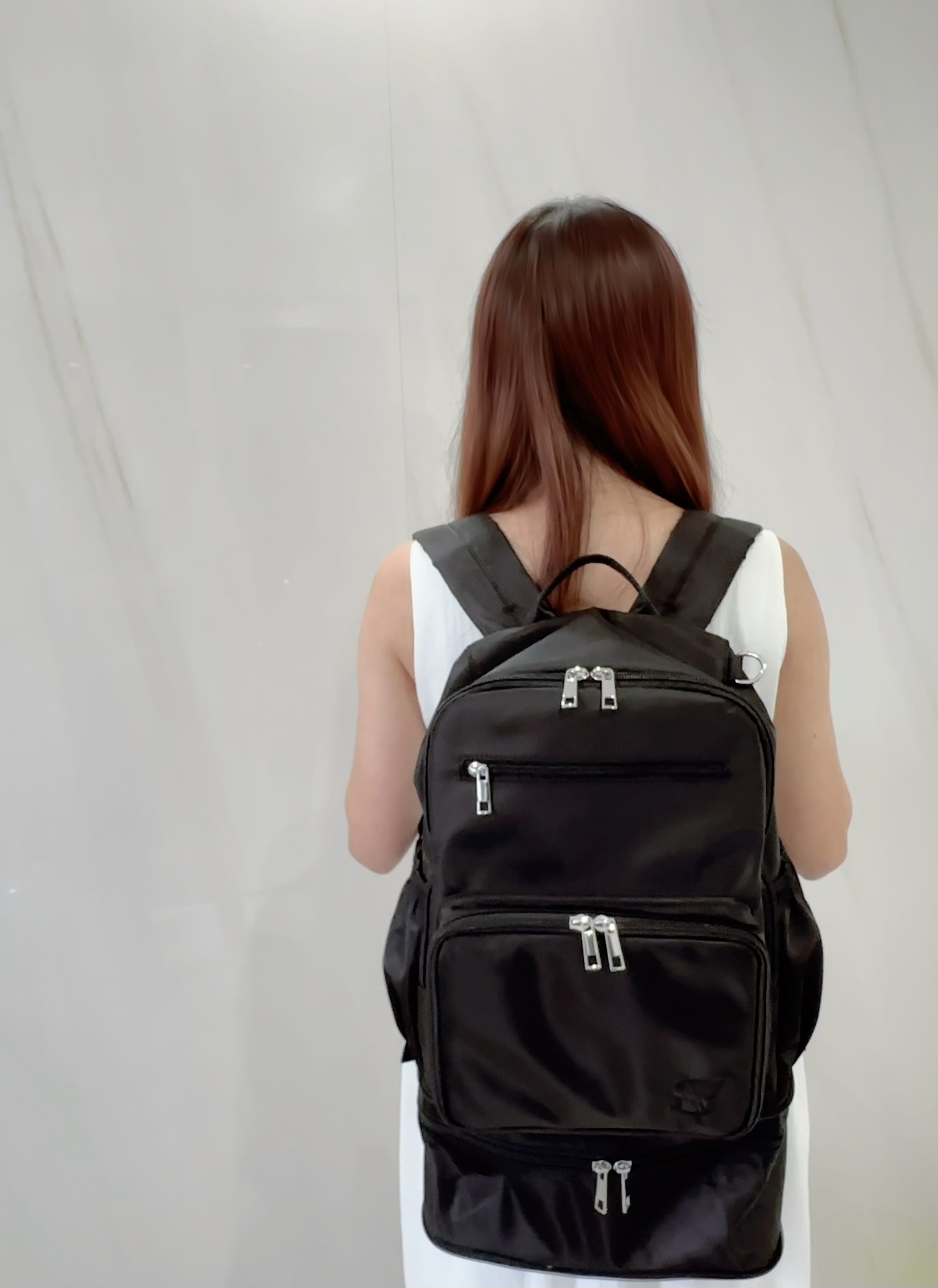 【selva secreta】Extend Monogram logo BACKPACK(black logo×inside-pink)