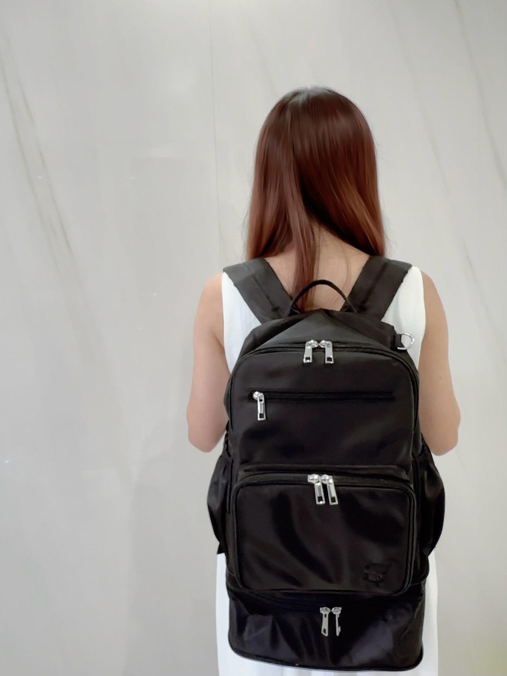 【selva secreta】Extend Monogram logo BACKPACK(black logo×inside-pink)