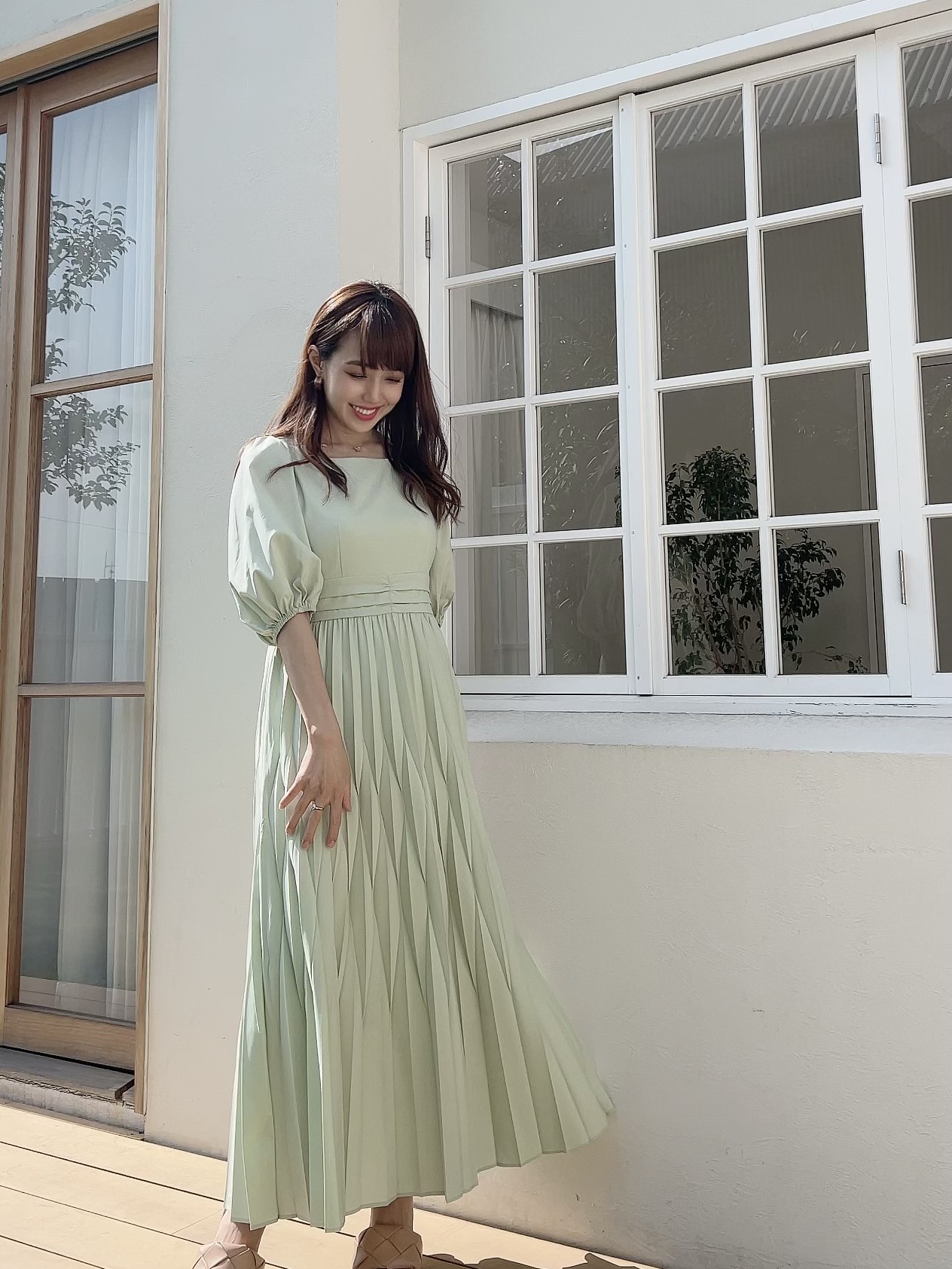 【selva secreta】Deformation Pleats dress(mint)