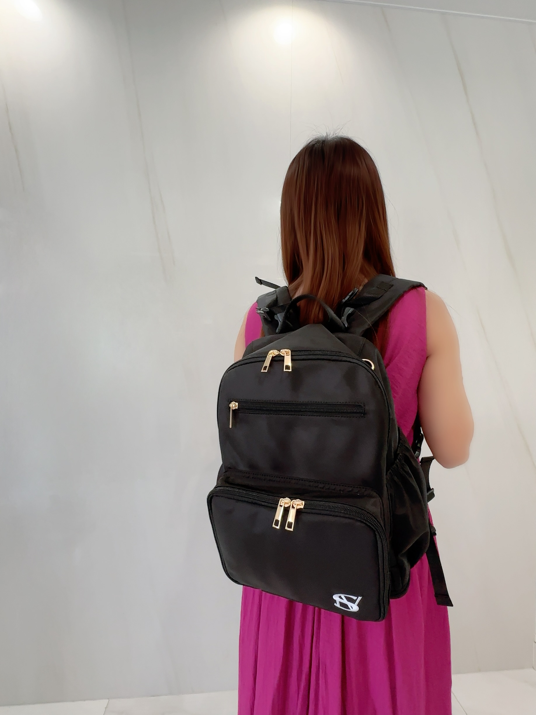 【selva secreta】Extend Monogram logo BACKPACK(white logo×inside-pink)