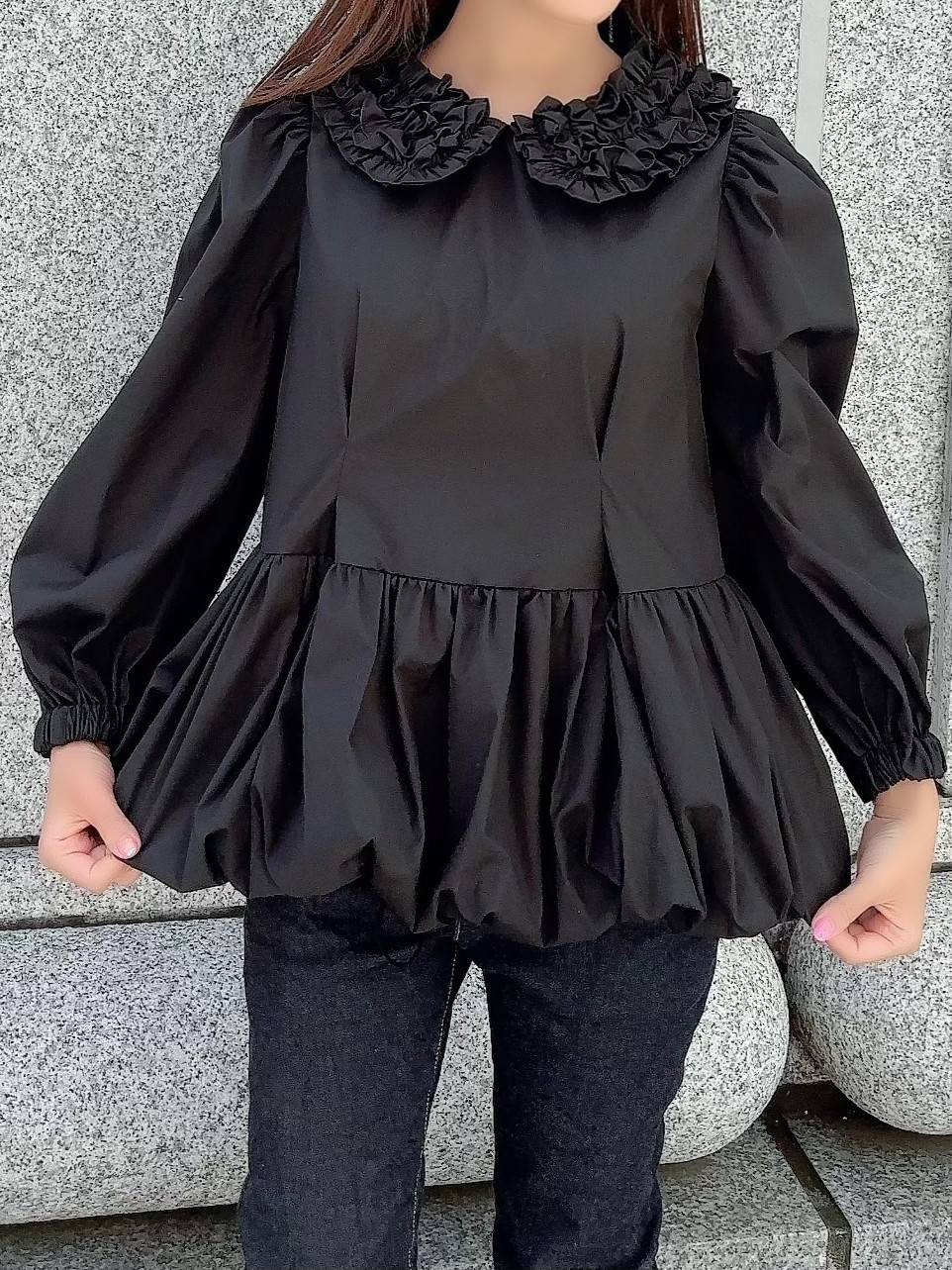 【selva secreta】Whip Collar Shirt(black)