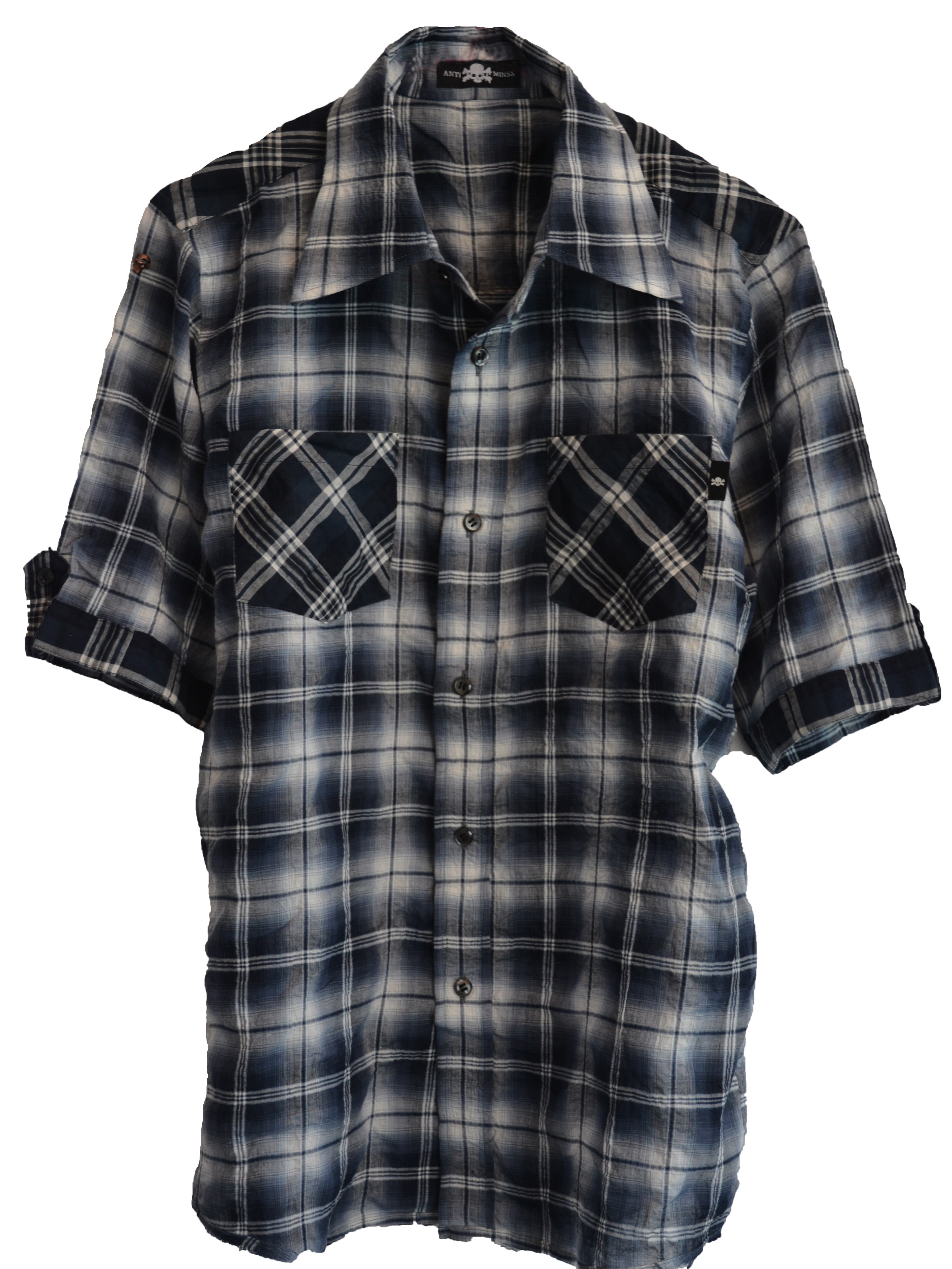 【ANTIMINSS】 CHECK SHORT SLEEVED SHIRT (black)