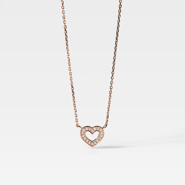 【selva secreta】Heart Shape Necklace(pink-gold-color)