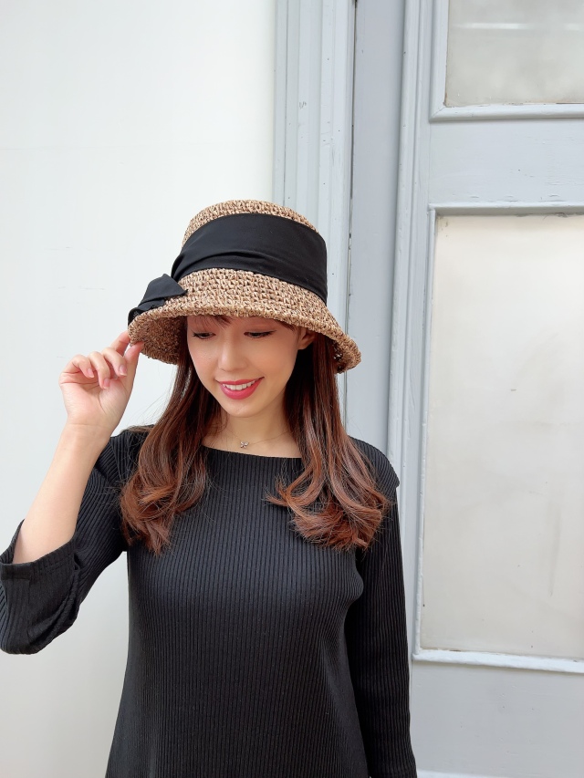 【selva secreta】RIBBON Bucket HAT(brown-beige)