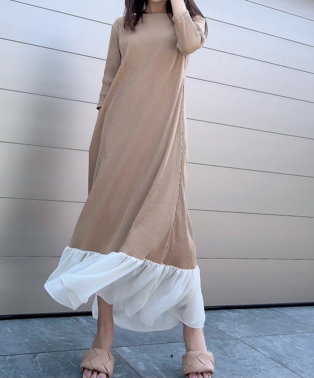 【selva secreta】Hem Chiffon Dress(beige)