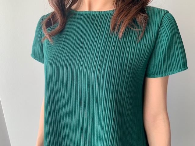 selva secreta】A line DRESS(short-sleeve-green)