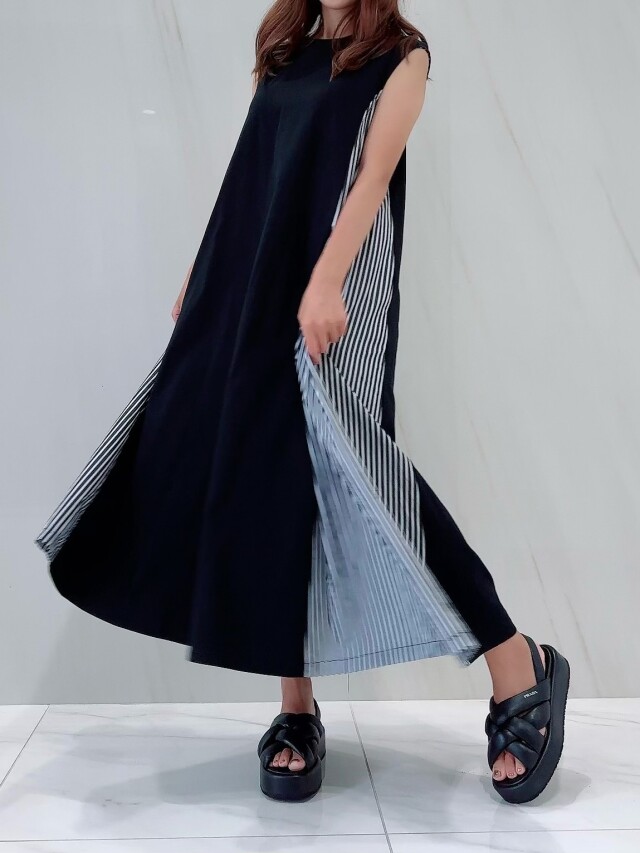 【selva secreta】side stripe Aline dress