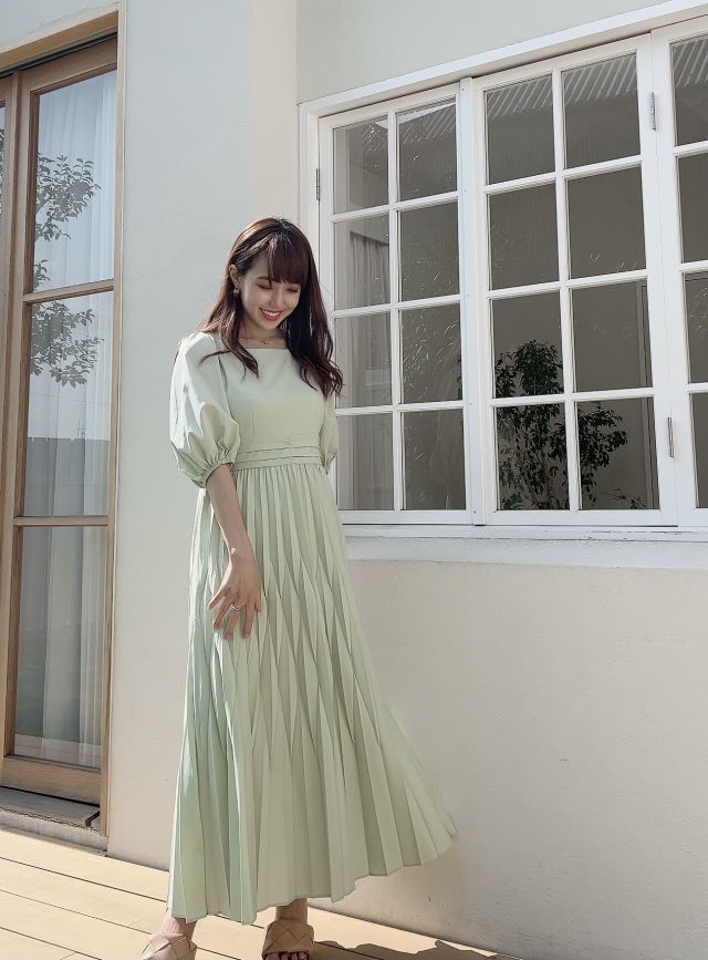 【selva secreta】Deformation Pleats dress(mint)