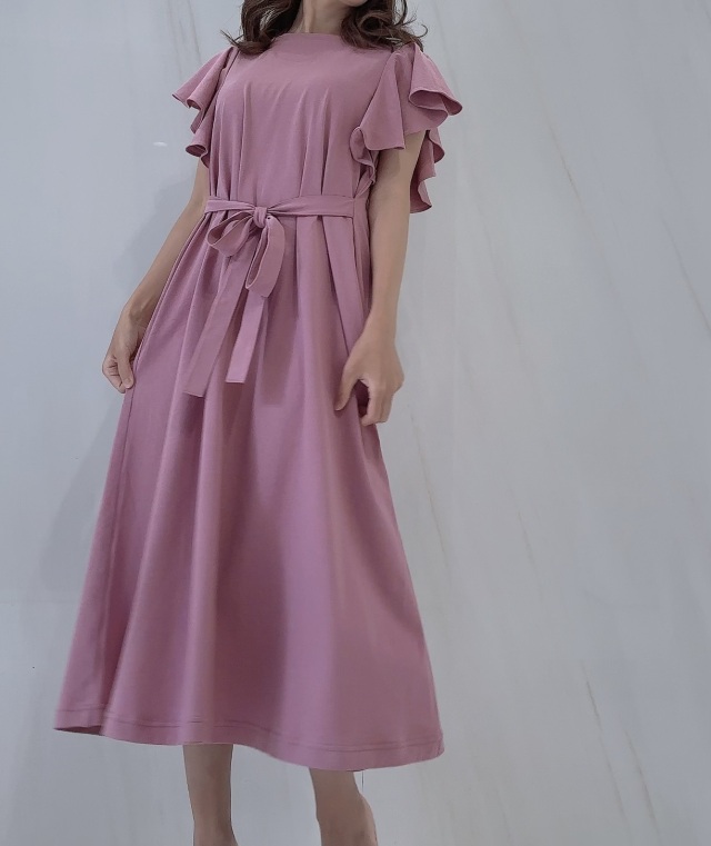 【selva secreta】FRILL Tshirt Dress(Dusty-pink)