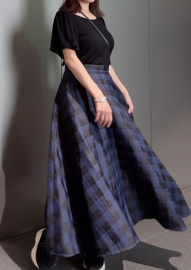 selva secreta】Double Sandwich CHECK SKIRT (beige)