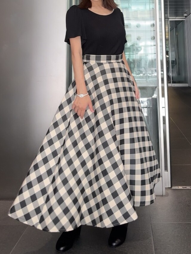 【selva secreta】Double Sandwich CHECK SKIRT (beige)