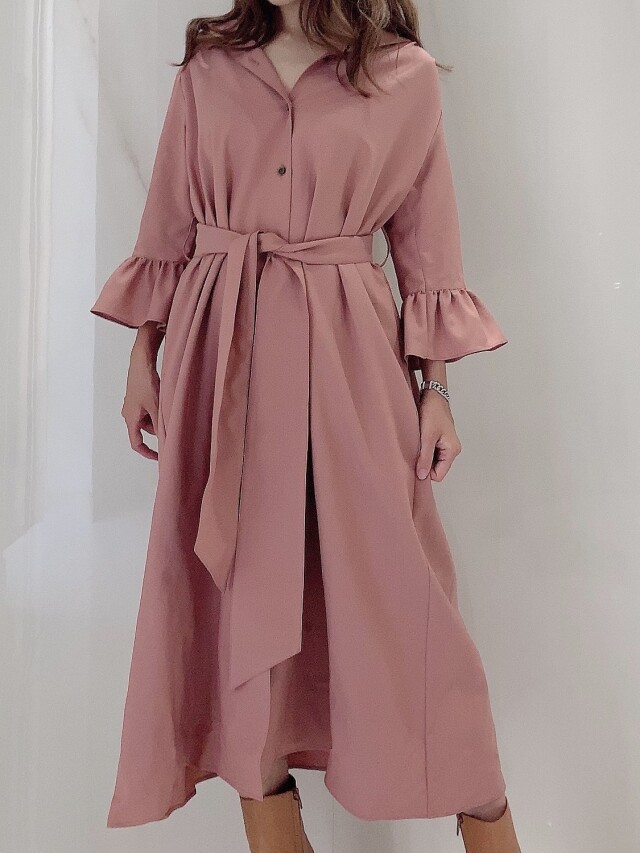 【selva secreta】SHIRTS DRESS(pink-beige)