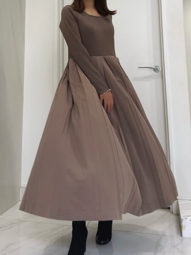 【selva secreta】Rib mellow Dress(greige)