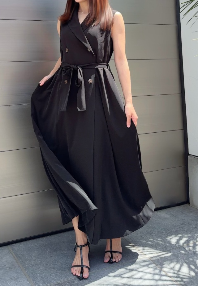 Double Button Gilet Dress(greige)