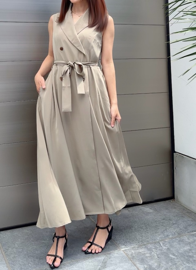 Double Button Gilet Dress(greige)