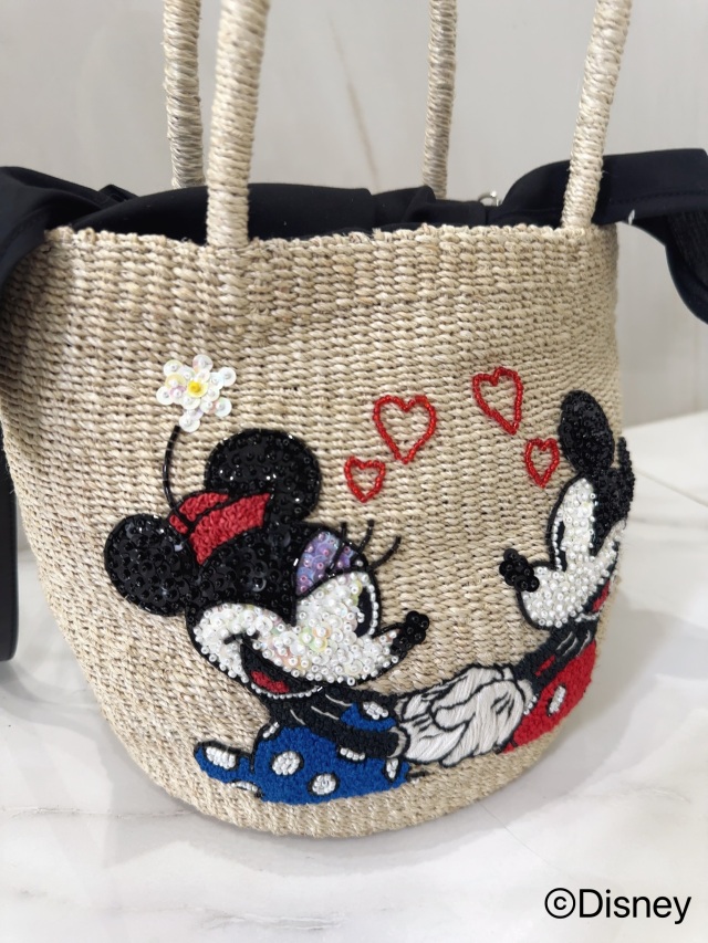 ミッキーマウス　カゴバッグ　ラタンバッグ　ディズニー　Disney mickey DISNEY COLLECTIONミッキーマウス/ラタンバッグ ナチュラル