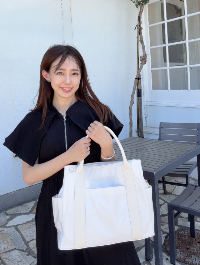 【selva secreta】3-layer CASUAL TOTE BAG(white×white logo)