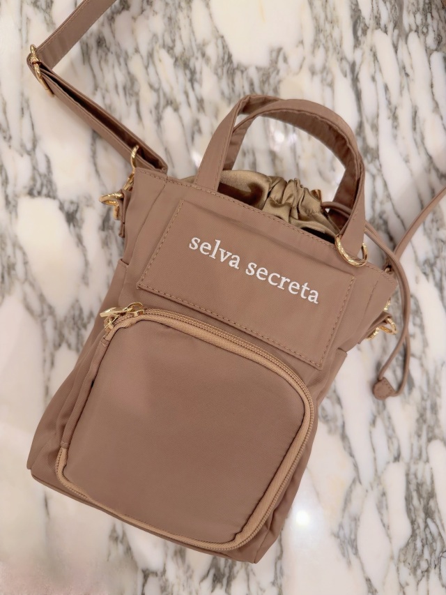 【selva secreta】BIG巾着Phone Shoulder BAG(greige)