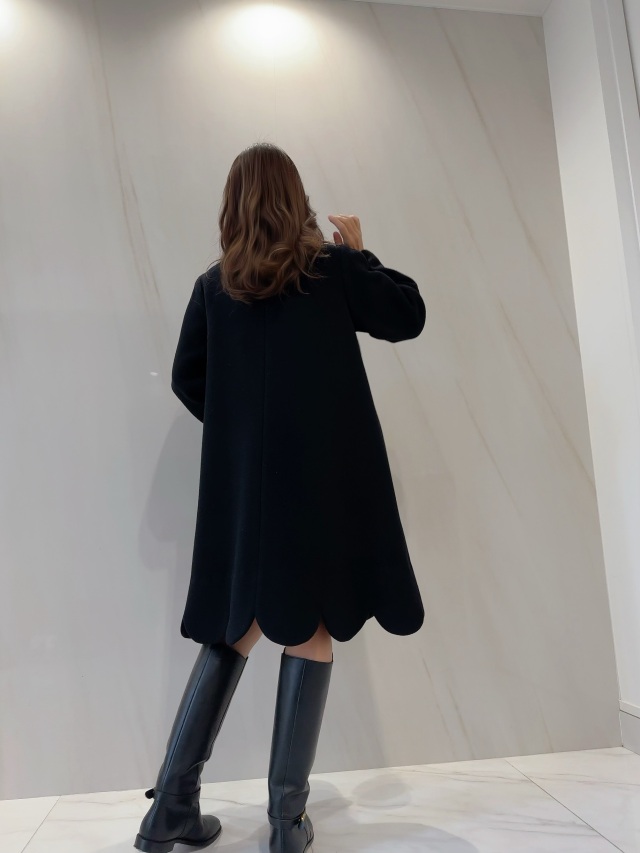 selva secreta】Scalloped Wool Coat(black)